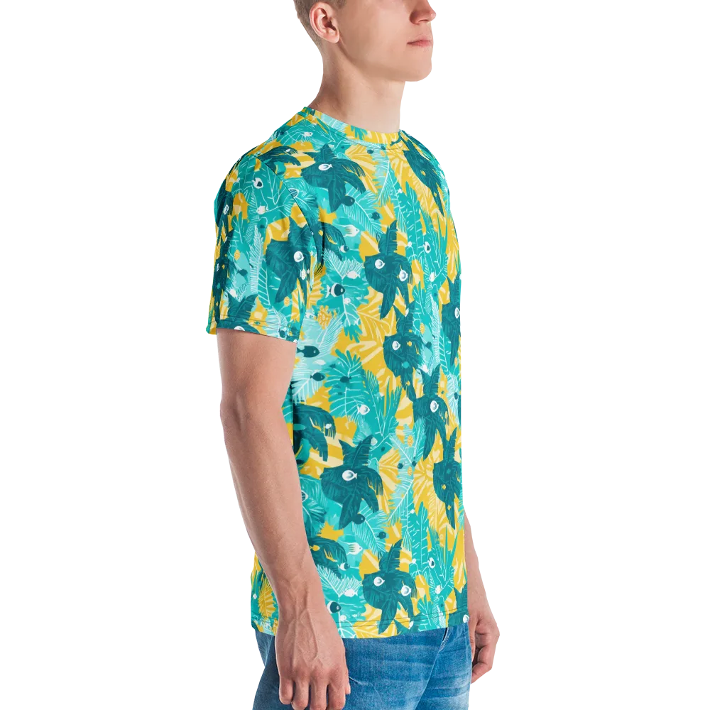 Coral Jungle on Men's Crew Neck T-Shirt — Right