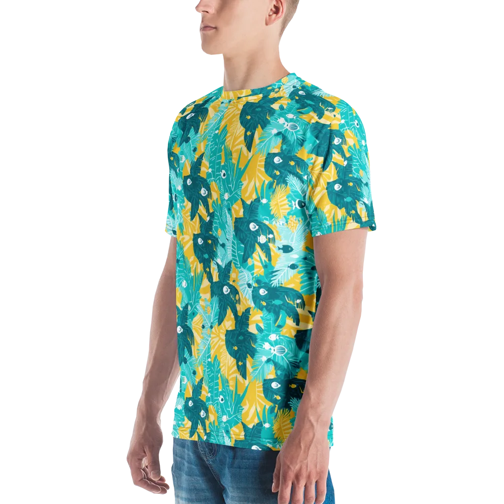 Coral Jungle on Men's Crew Neck T-Shirt — Left