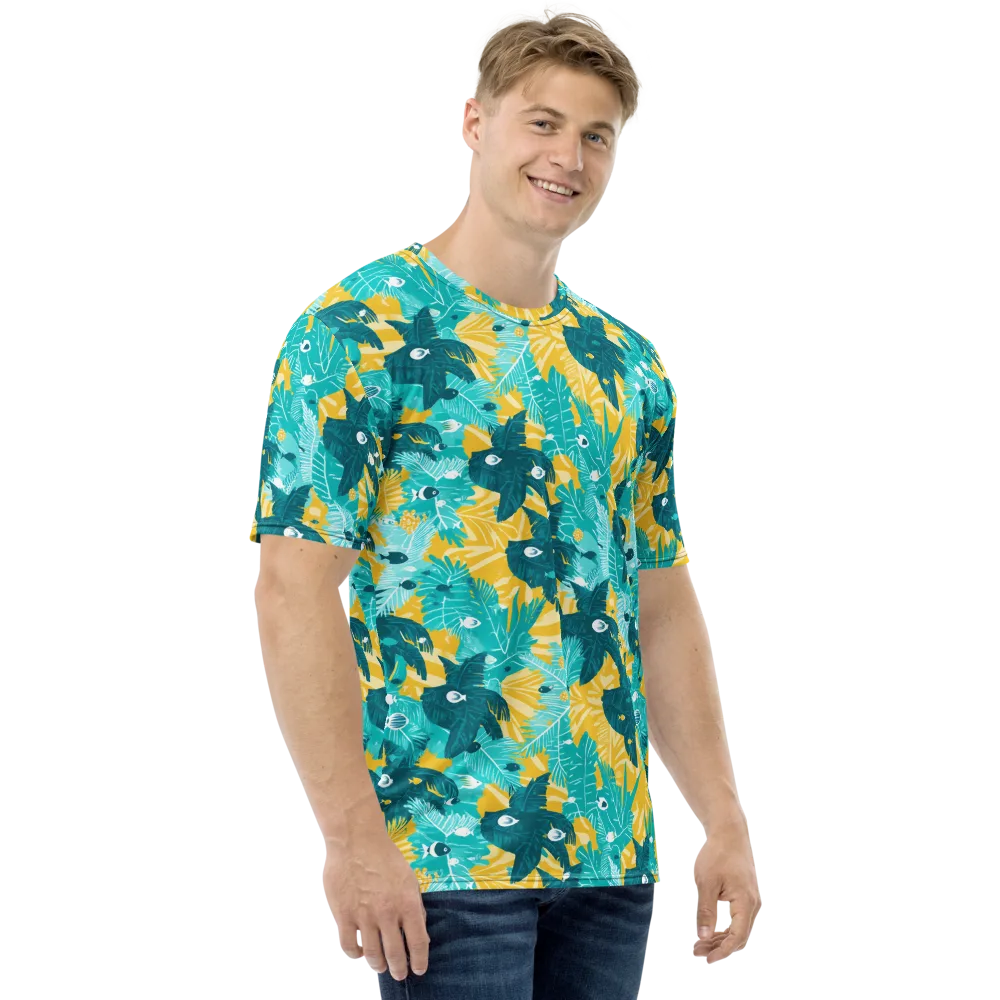 Coral Jungle on Men's Crew Neck T-Shirt — Right