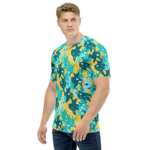 Coral Jungle on a Men's Crew Neck T-Shirt