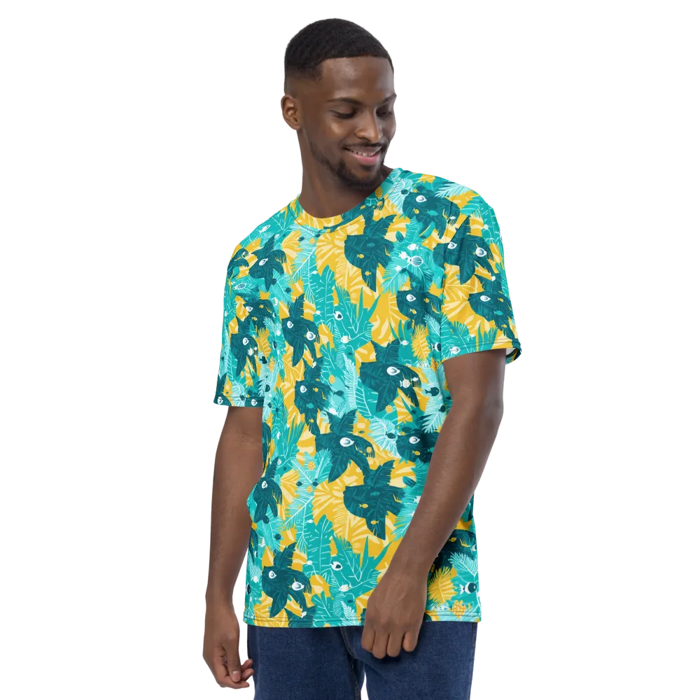 Coral Jungle on Men's Crew Neck T-Shirt — Left