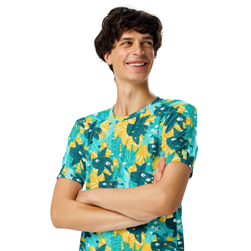 Coral Jungle on Men's Crew Neck T-Shirt — Left Front