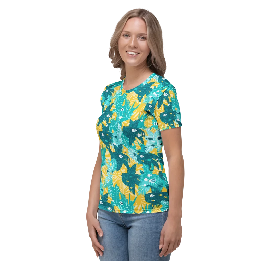 Coral Jungle on Women's Crew Neck T-Shirt — Left