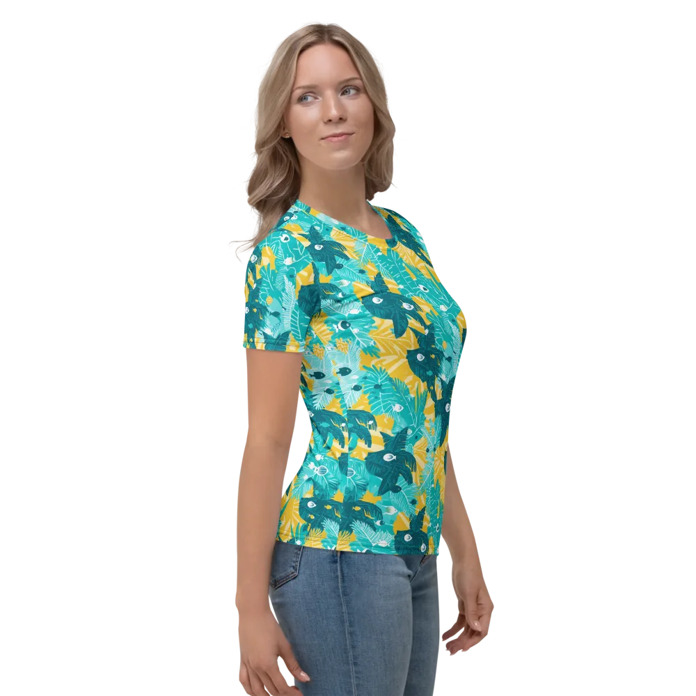 Coral Jungle on Women's Crew Neck T-Shirt — Right
