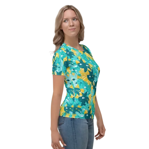 Coral Jungle on a Women's Crew Neck T-Shirt