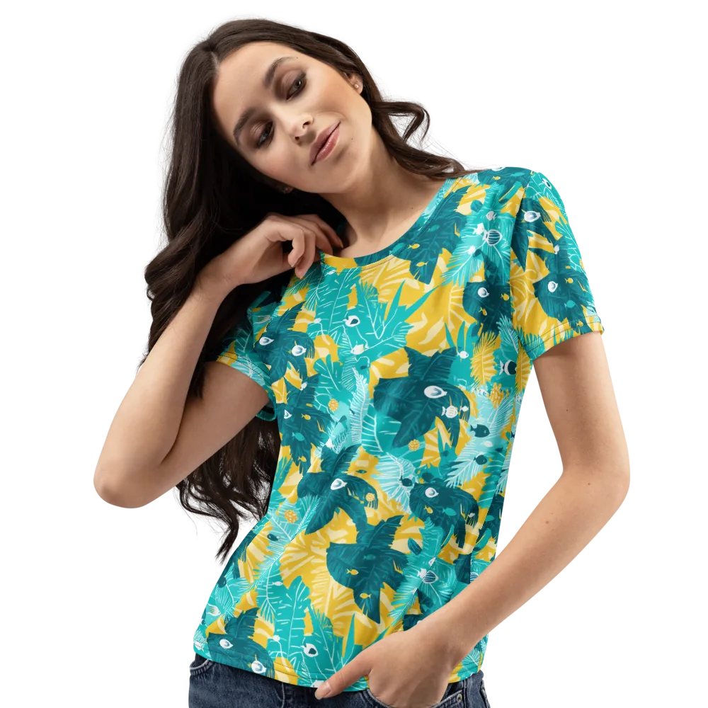 Coral Jungle on Women's Crew Neck T-Shirt — Left Front