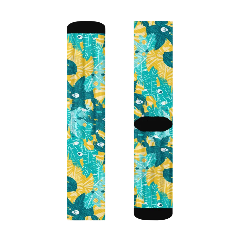 Coral Jungle on Socks — Left Sock