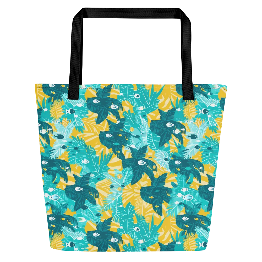 Coral Jungle on Large Tote Bag W/ Pocket — Front