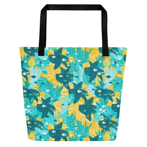 Coral Jungle on a Large Tote Bag W/ Pocket