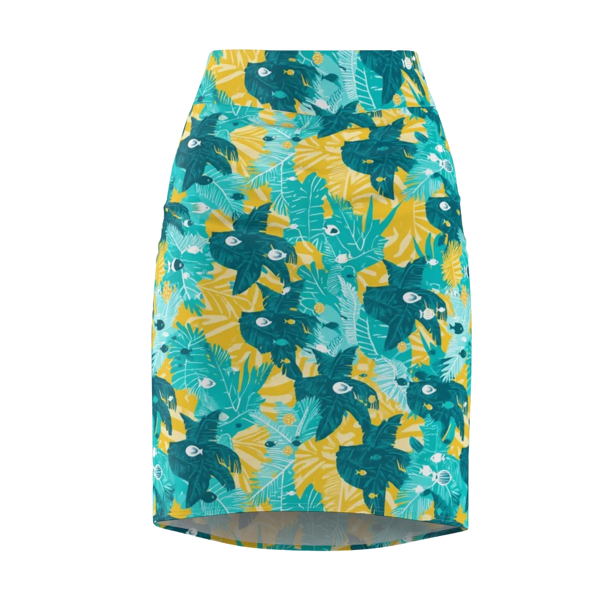 Coral Jungle on Pencil Skirt — Front