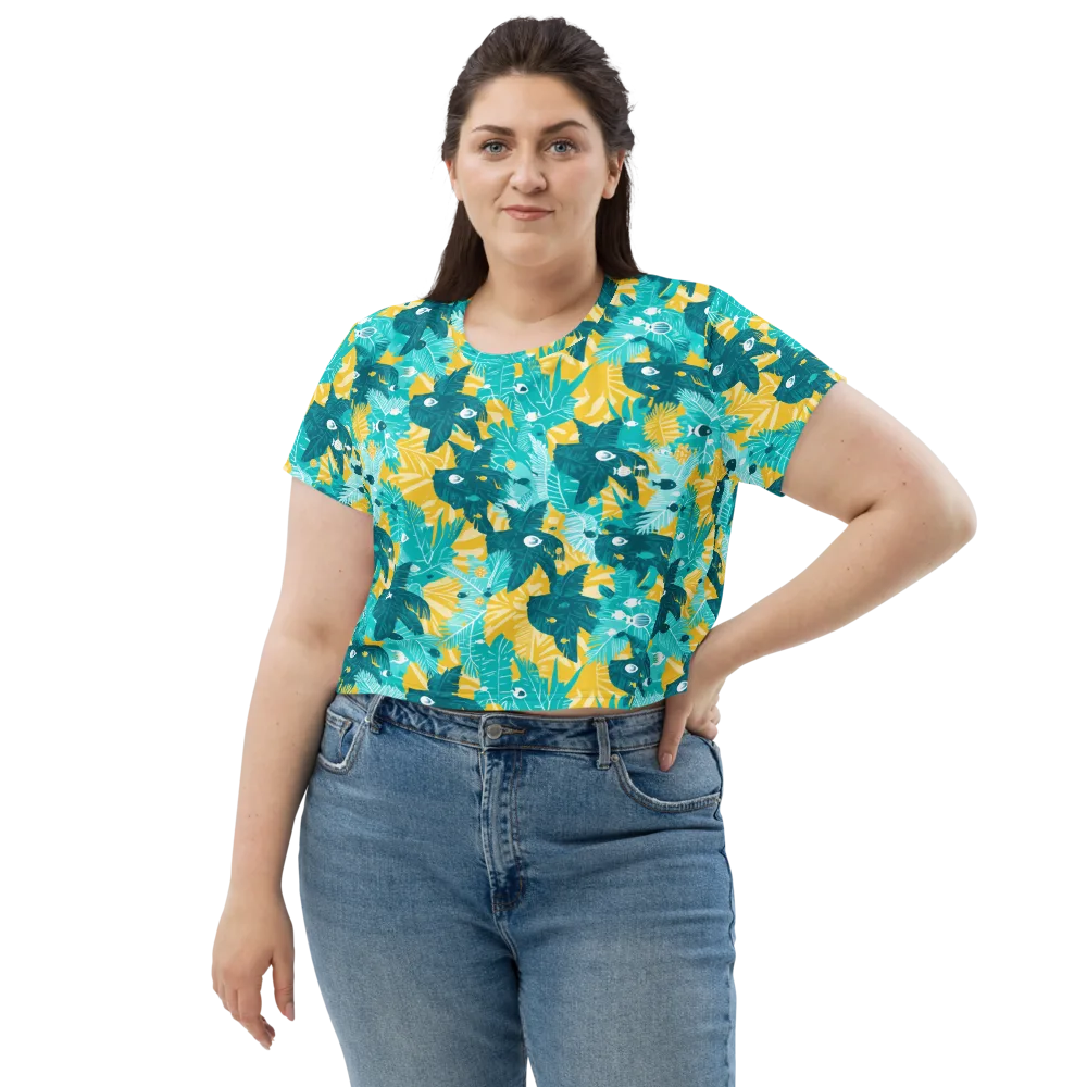 Coral Jungle on Crop Tee — Front