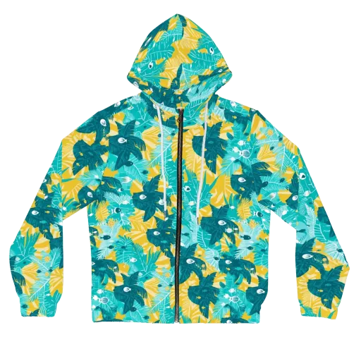 Coral Jungle on a Women's Full-Zip Hoodie