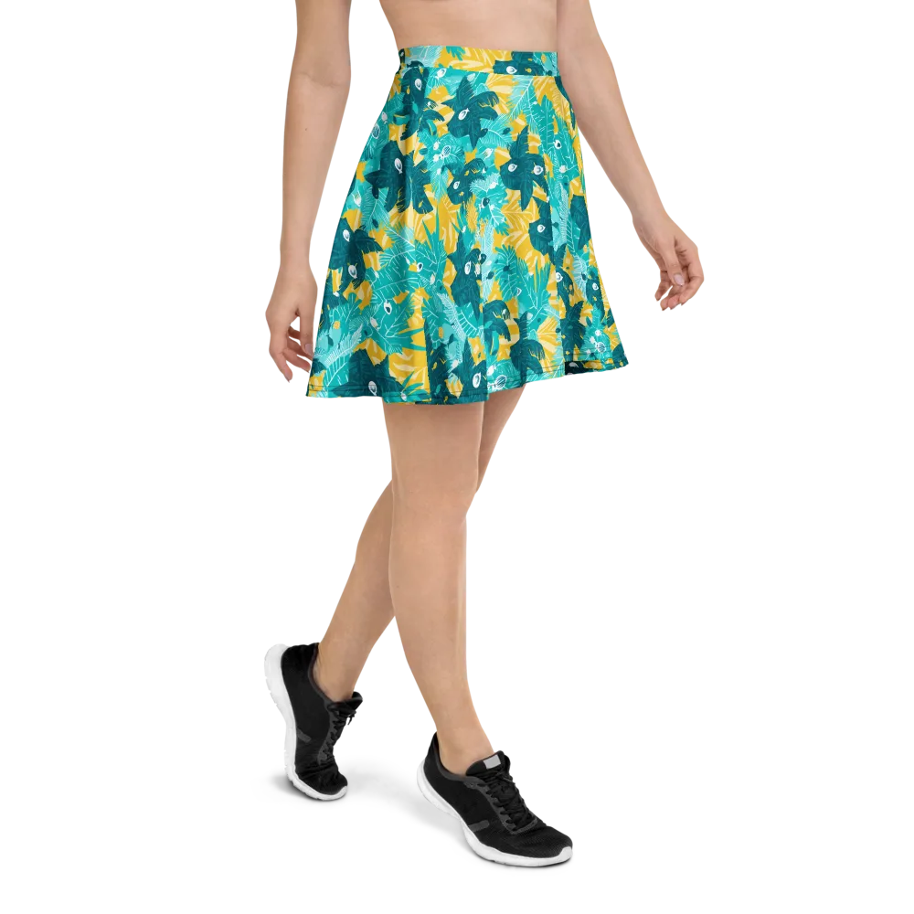 Coral Jungle on Skater Skirt — Right