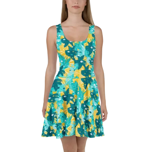 Coral Jungle on a Skater Dress