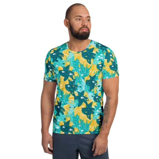 Coral Jungle on a Men's Athletic T-Shirt
