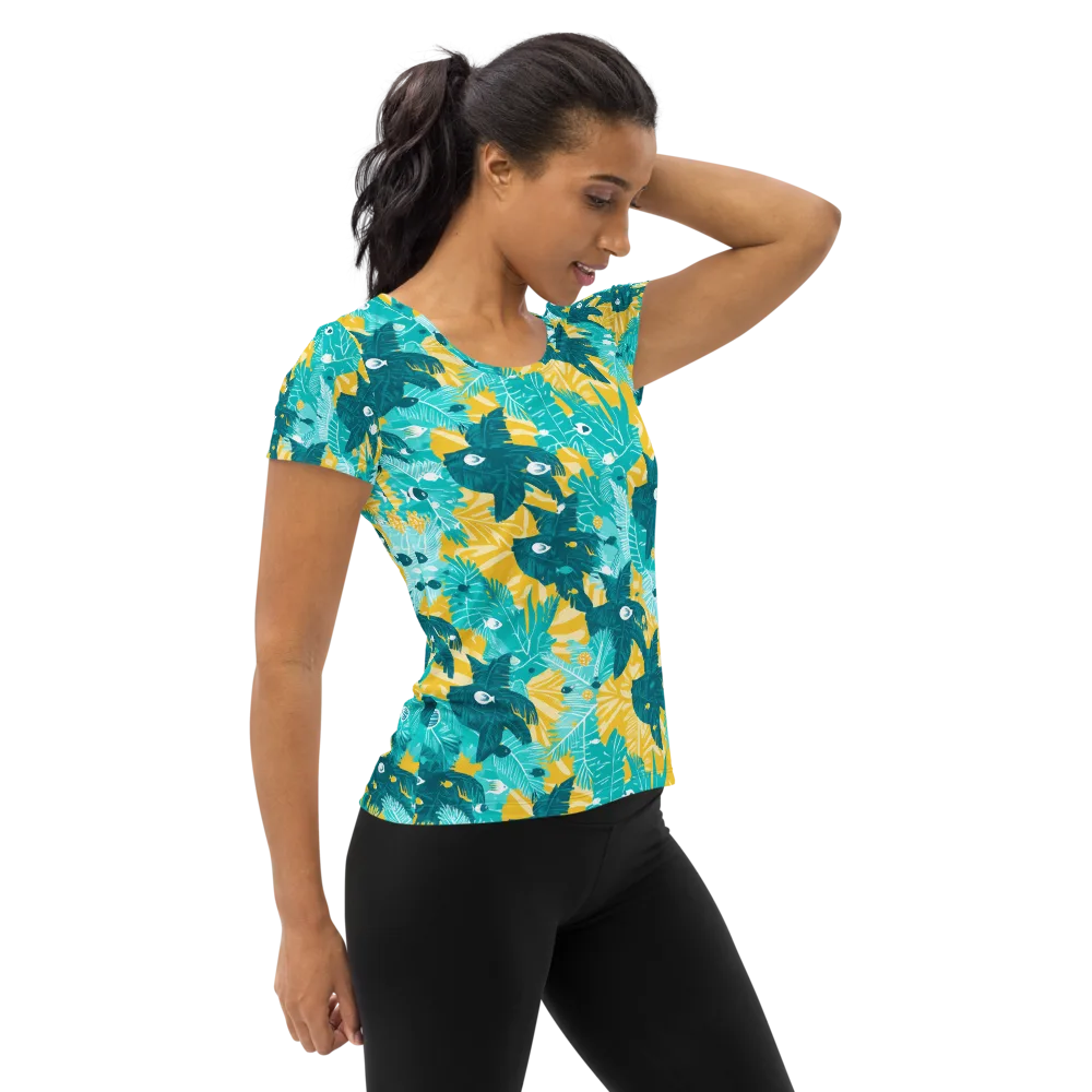 Coral Jungle on Women's Athletic T-Shirt — Right