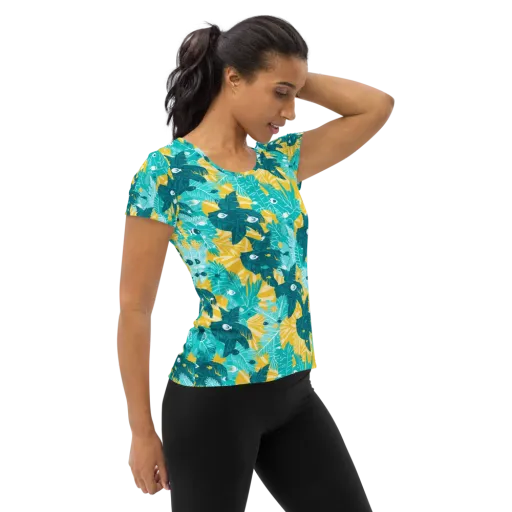 Coral Jungle on a Women's Athletic T-Shirt