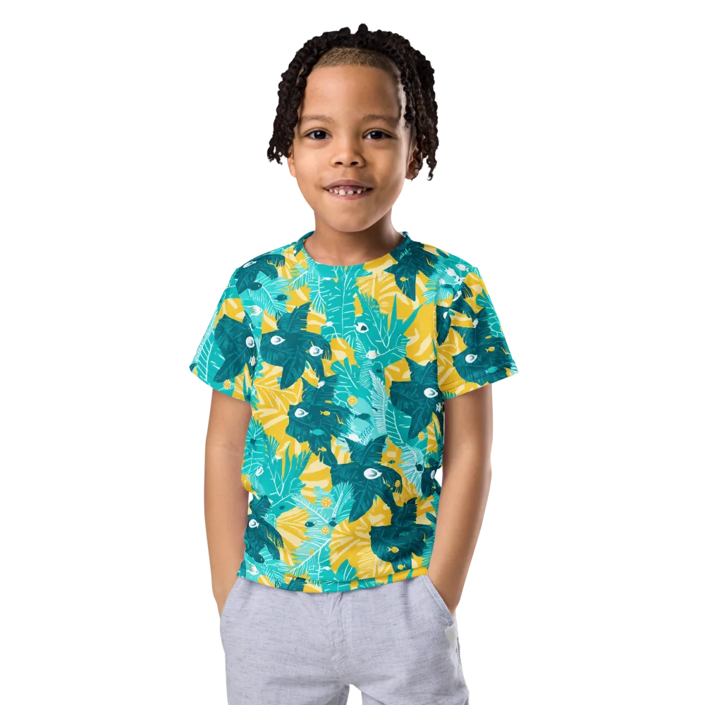 Coral Jungle on Kids Crew Neck T-Shirt — Front
