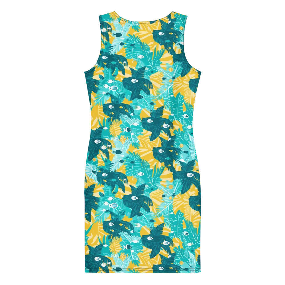 Coral Jungle on Bodycon Dress — Back