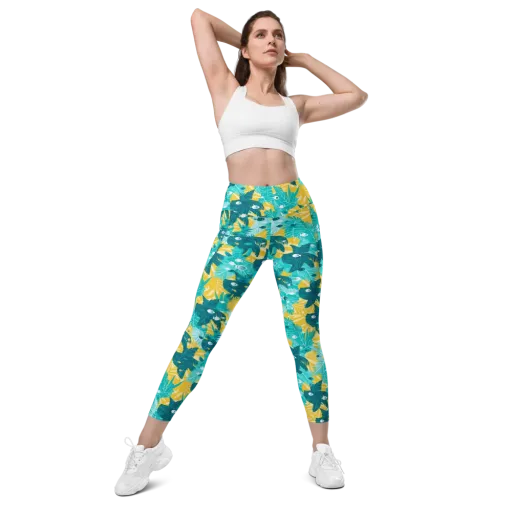 Coral Jungle on a Leggings with Pockets