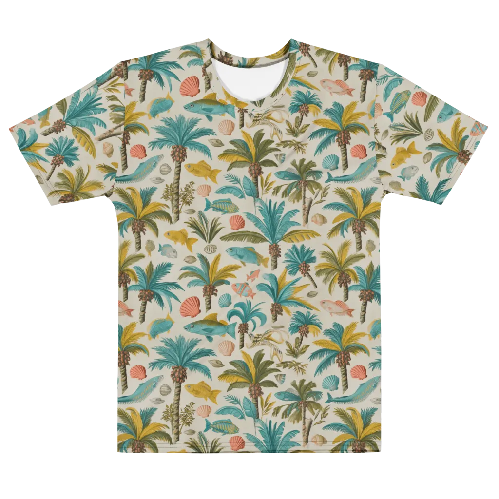 Tidepool Palms on Men's Cotton Crew Neck T-Shirt — Front