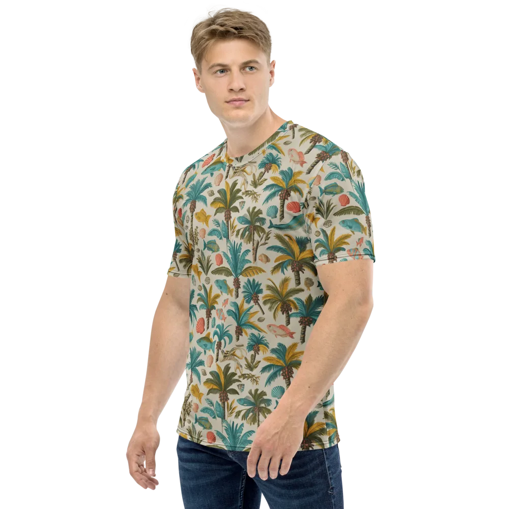 Tidepool Palms on Men's Crew Neck T-Shirt — Left