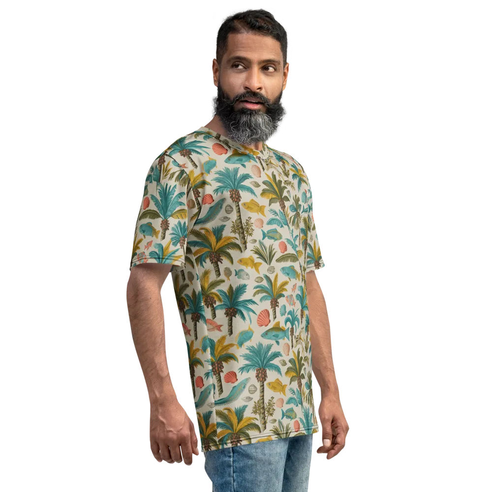 Tidepool Palms on Men's Crew Neck T-Shirt — Right
