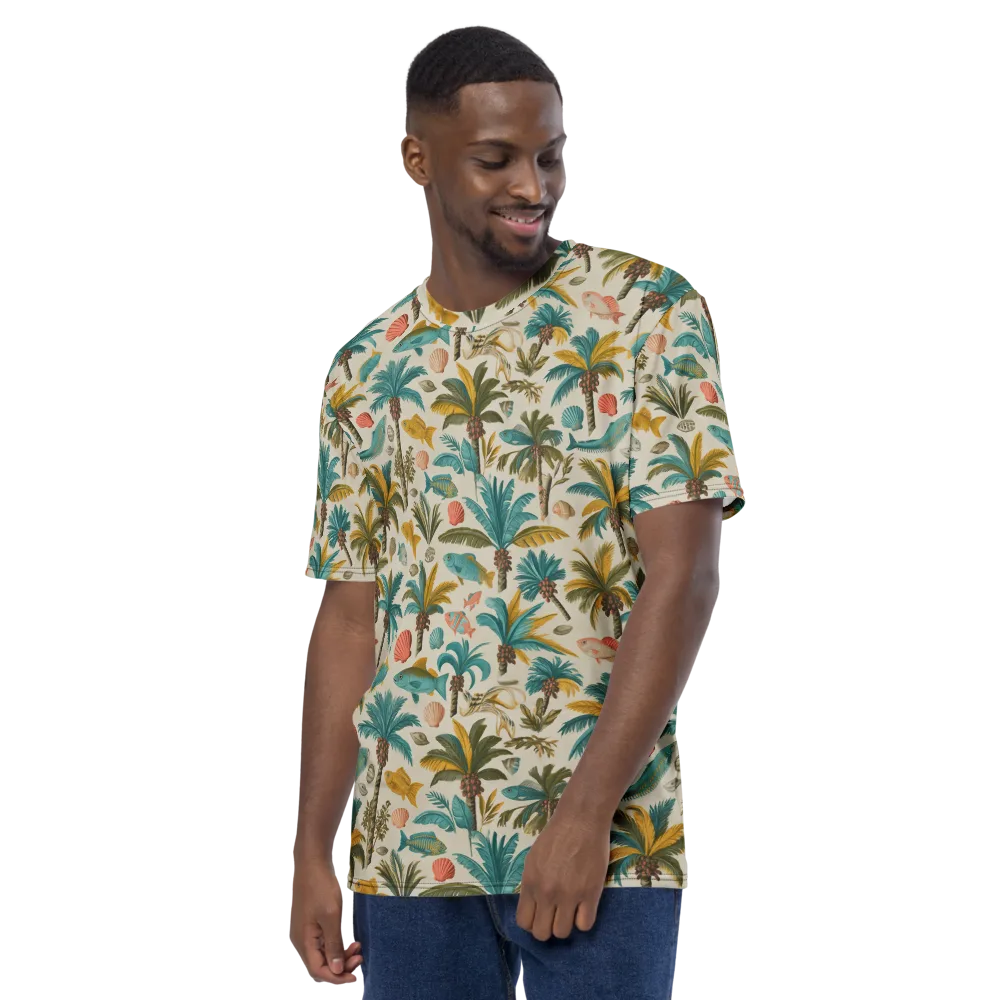 Tidepool Palms on Men's Crew Neck T-Shirt — Left
