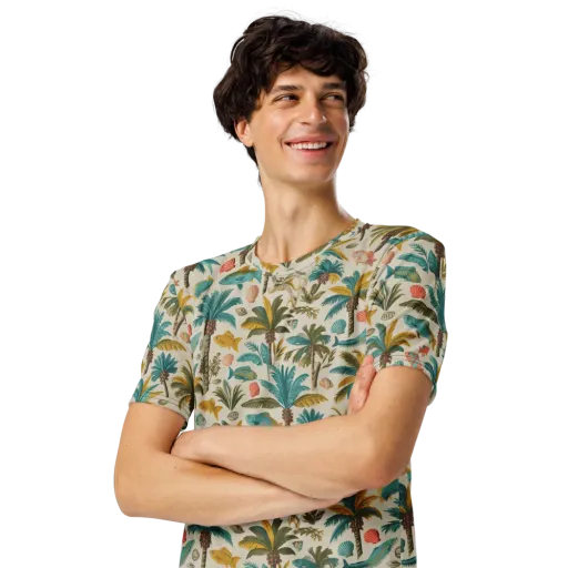 Tidepool Palms on a Men's Crew Neck T-Shirt