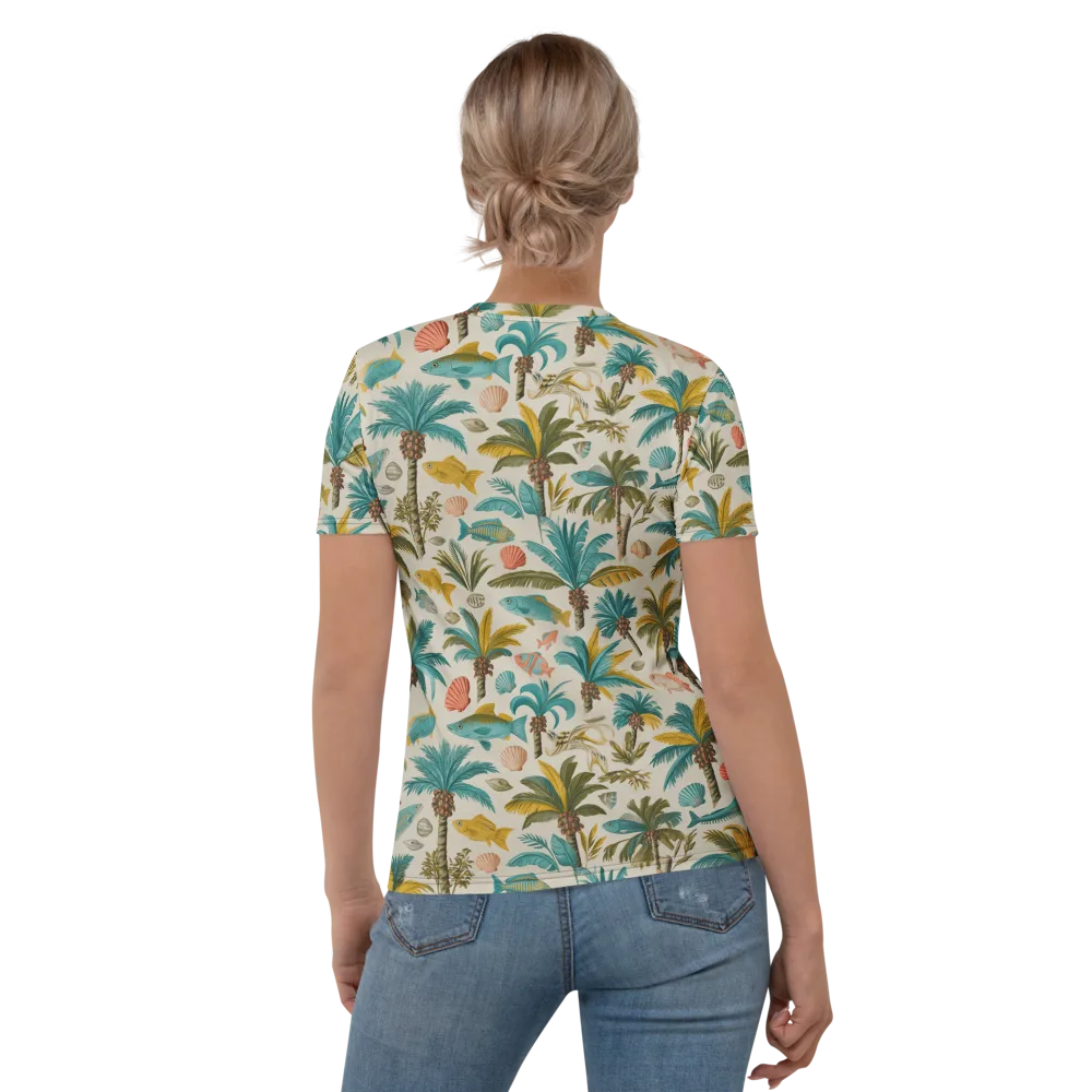Tidepool Palms on Women's Crew Neck T-Shirt — Back