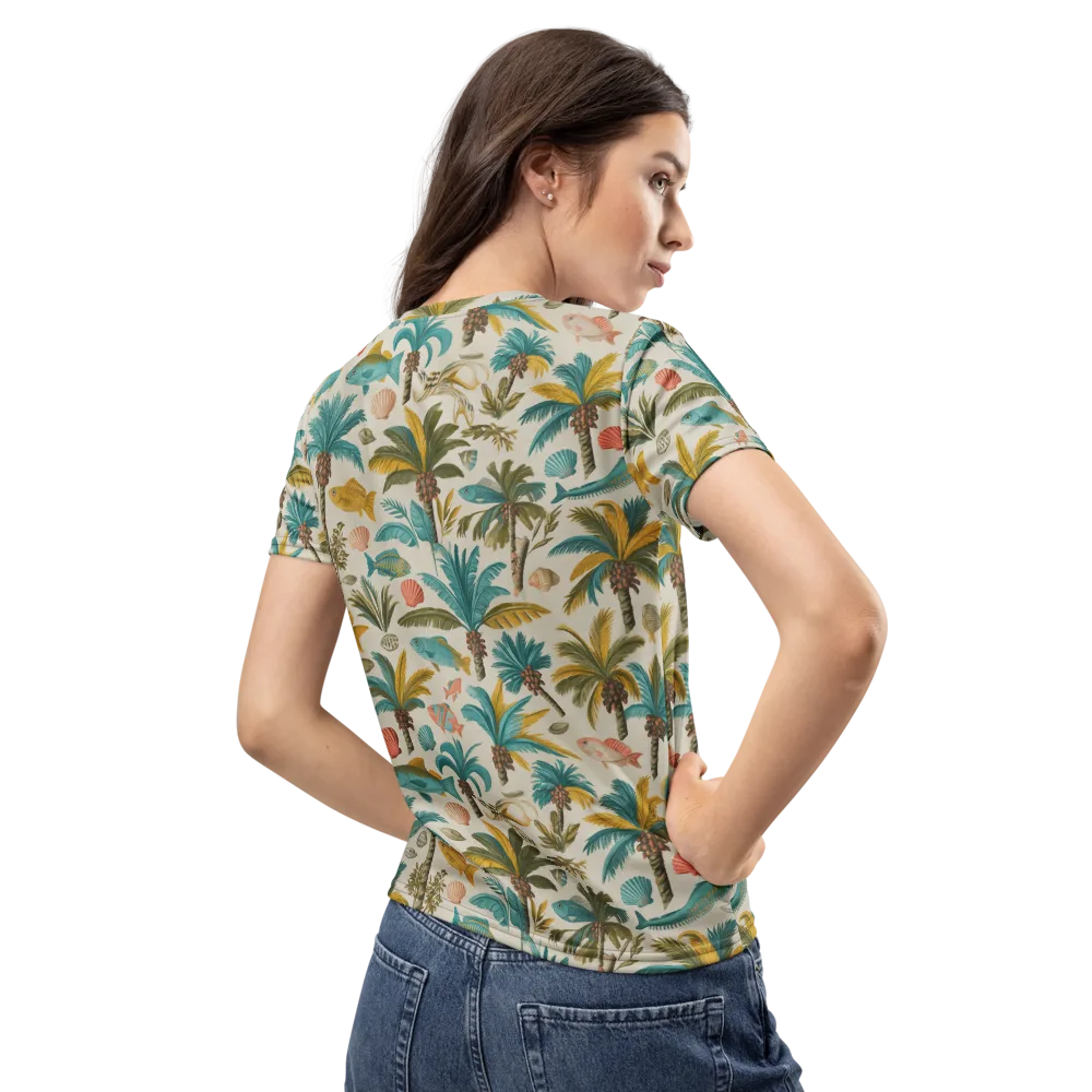 Tidepool Palms on Women's Crew Neck T-Shirt — Back