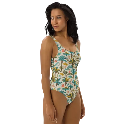 Tidepool Palms on a One-Piece Swimsuit