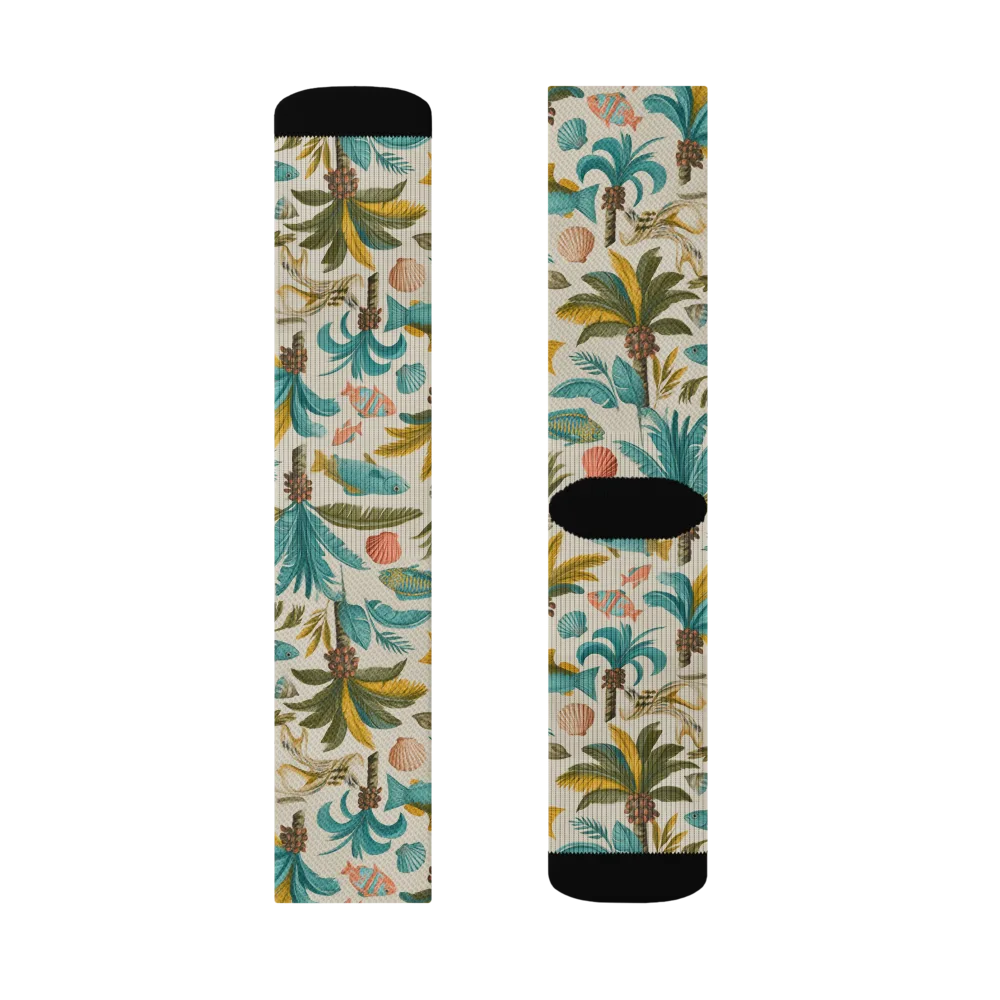 Tidepool Palms on Socks — Left Sock