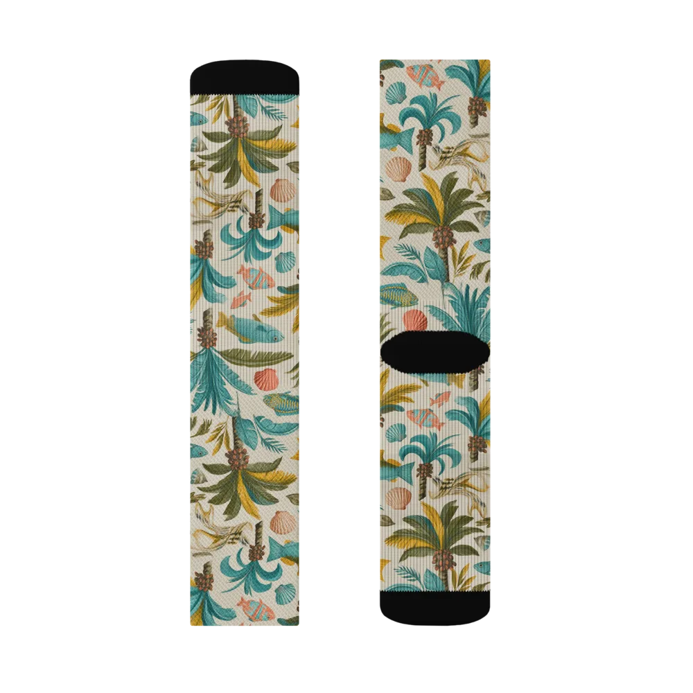 Tidepool Palms on Socks — Right Sock