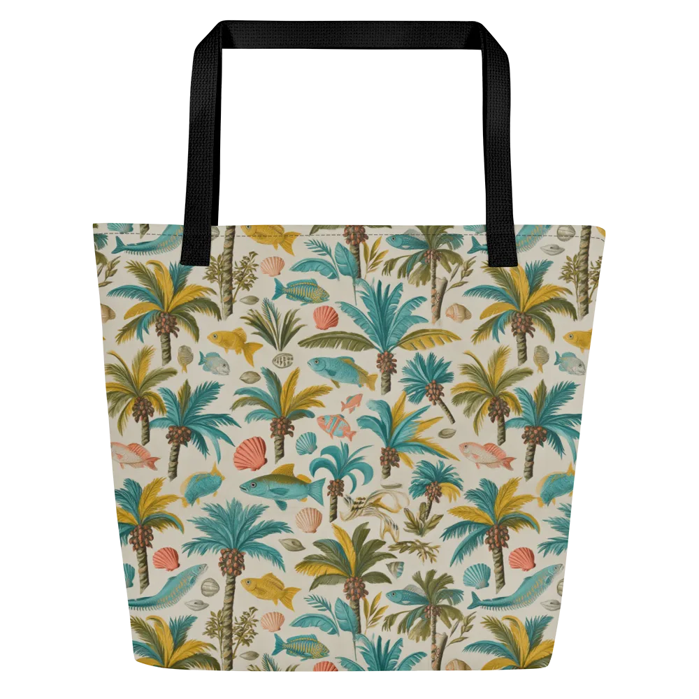Tidepool Palms on Large Tote Bag W/ Pocket — Front