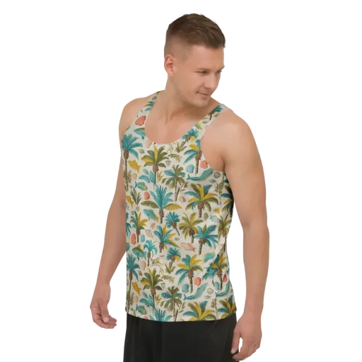 Tidepool Palms on a Men's Tank Top