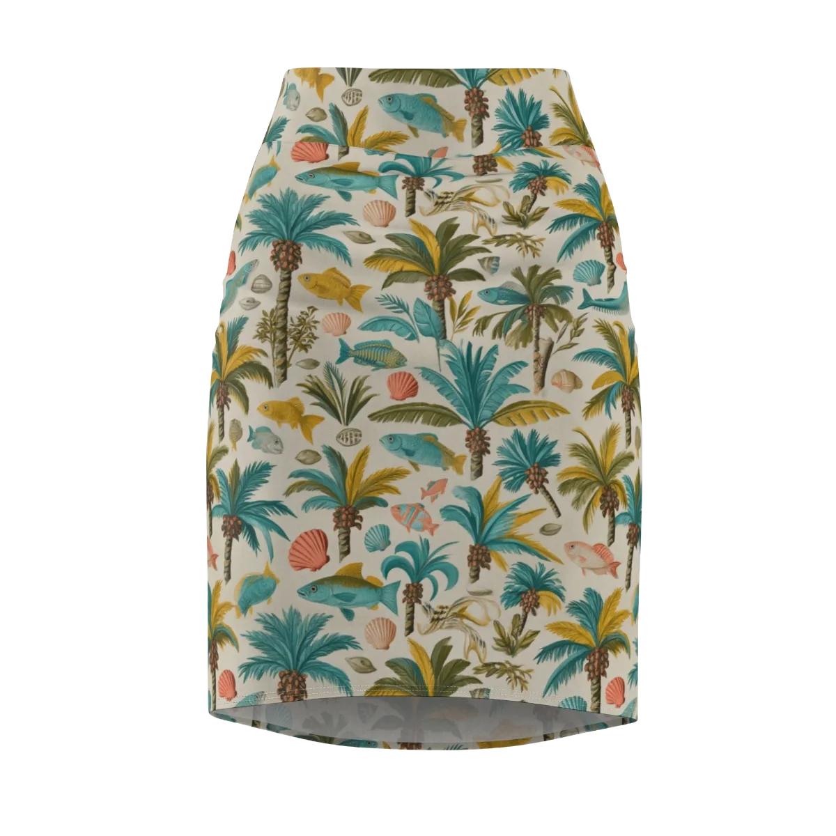 Tidepool Palms on Pencil Skirt — Front