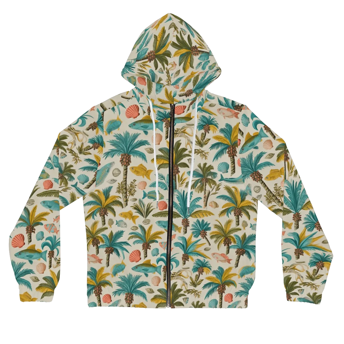 Tidepool Palms on Women's Full-Zip Hoodie — Front