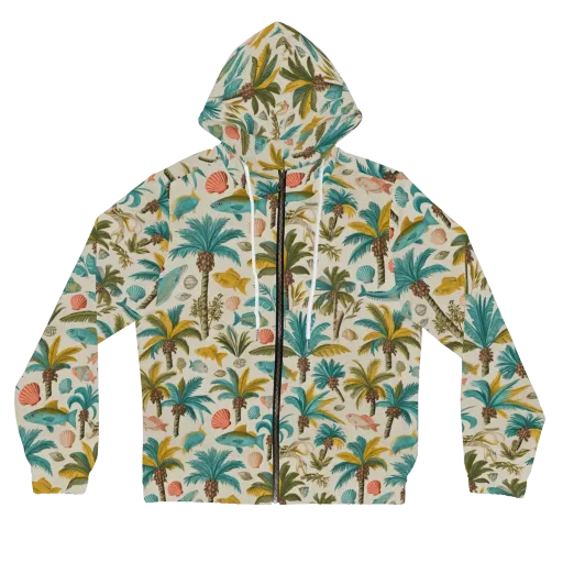 Tidepool Palms on a Women's Full-Zip Hoodie