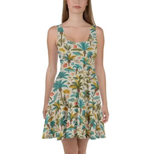 Tidepool Palms on a Skater Dress