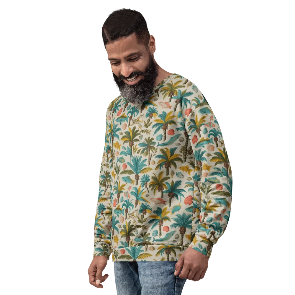 Tidepool Palms on Sweatshirt — Left Front