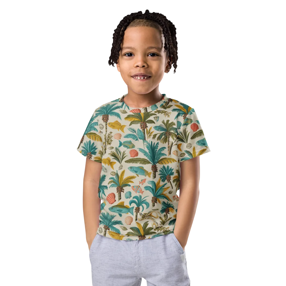 Tidepool Palms on Kids Crew Neck T-Shirt — Front