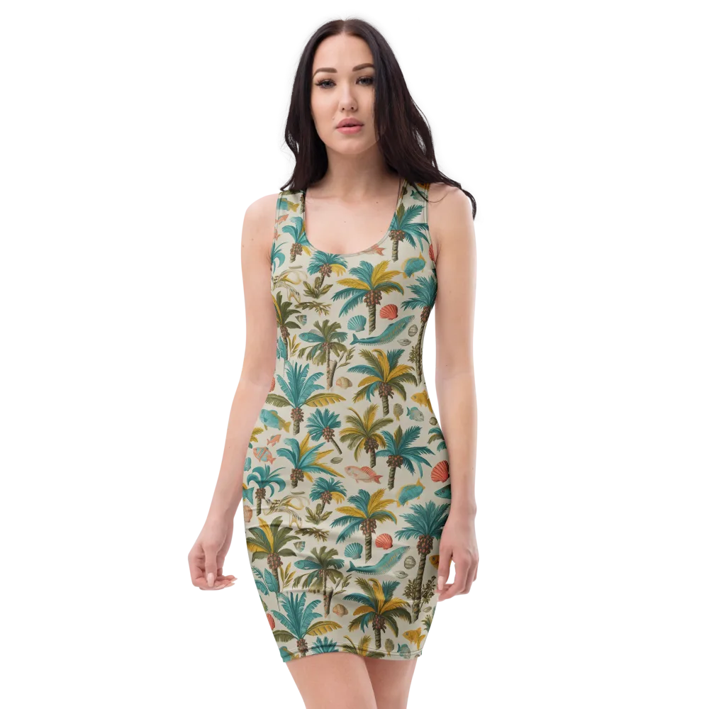 Tidepool Palms on Bodycon Dress — Front