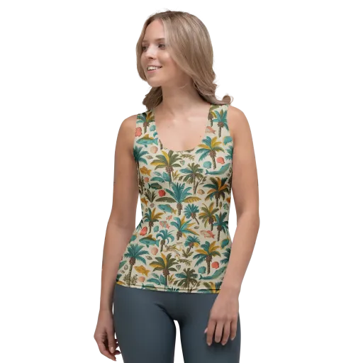 Tidepool Palms on a Women's Tank Top