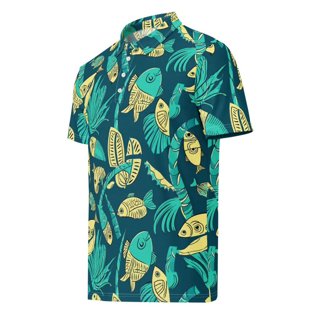 Tidal Tapestry on Men's Slim Fit Polo Shirt — Left Front