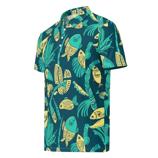 Tidal Tapestry on a Men's Slim Fit Polo Shirt