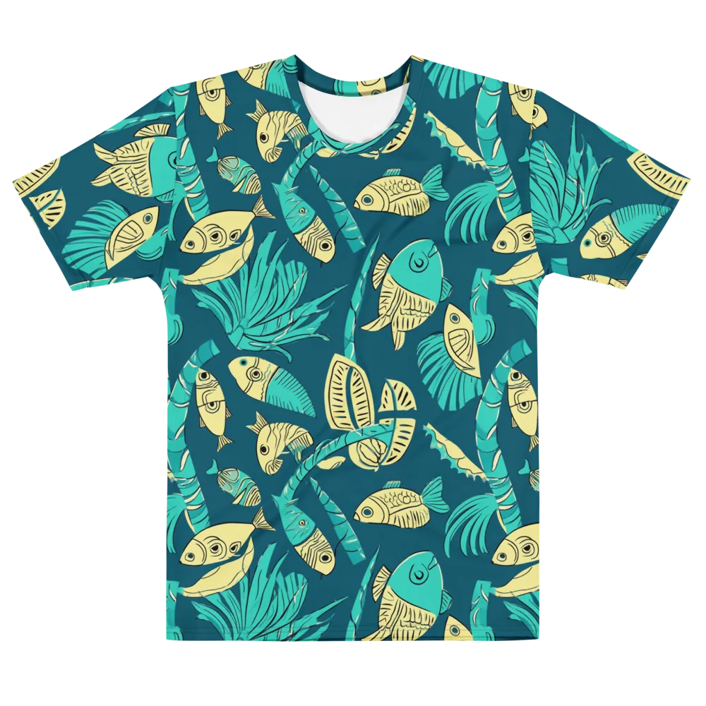 Tidal Tapestry on Men's Cotton Crew Neck T-Shirt — Front