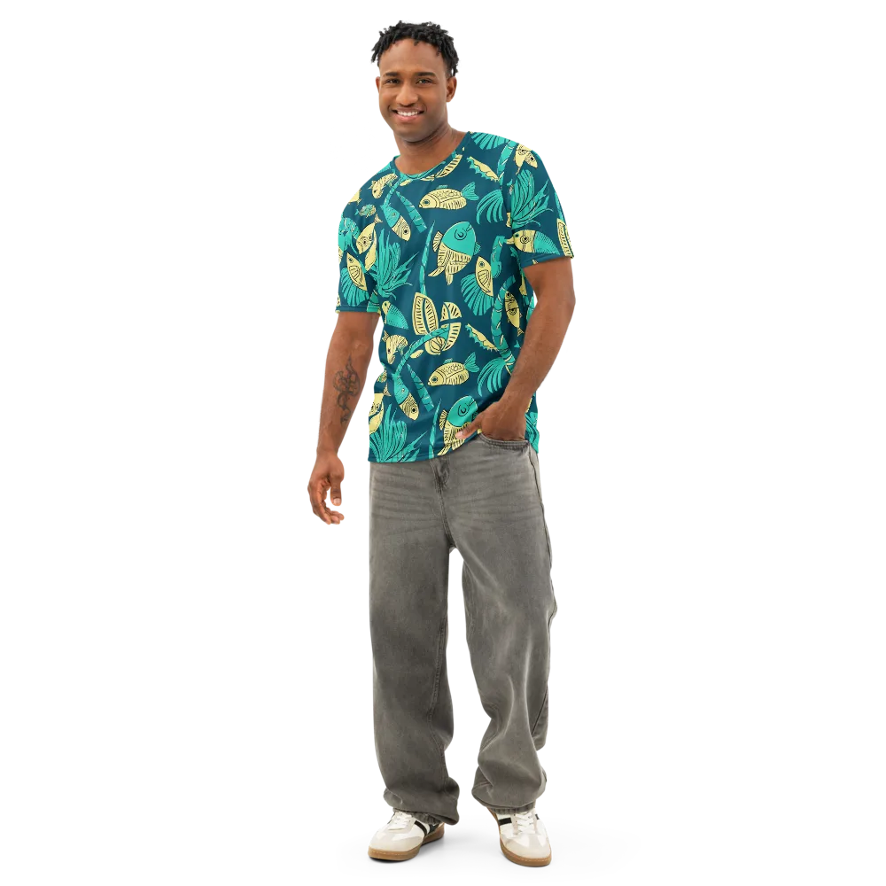 Tidal Tapestry on Men's Cotton Crew Neck T-Shirt — Front