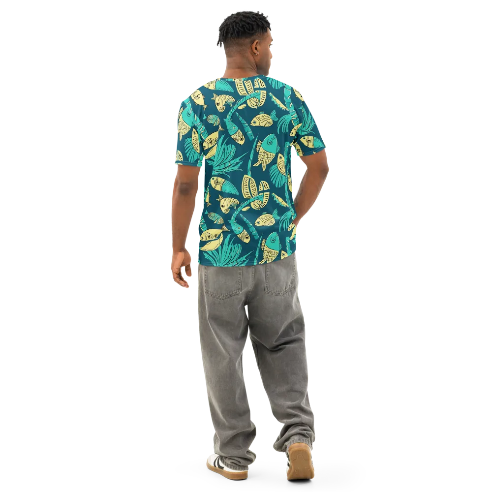 Tidal Tapestry on Men's Cotton Crew Neck T-Shirt — Back