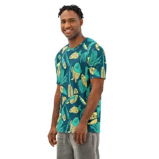 Tidal Tapestry on a Men's Cotton Crew Neck T-Shirt